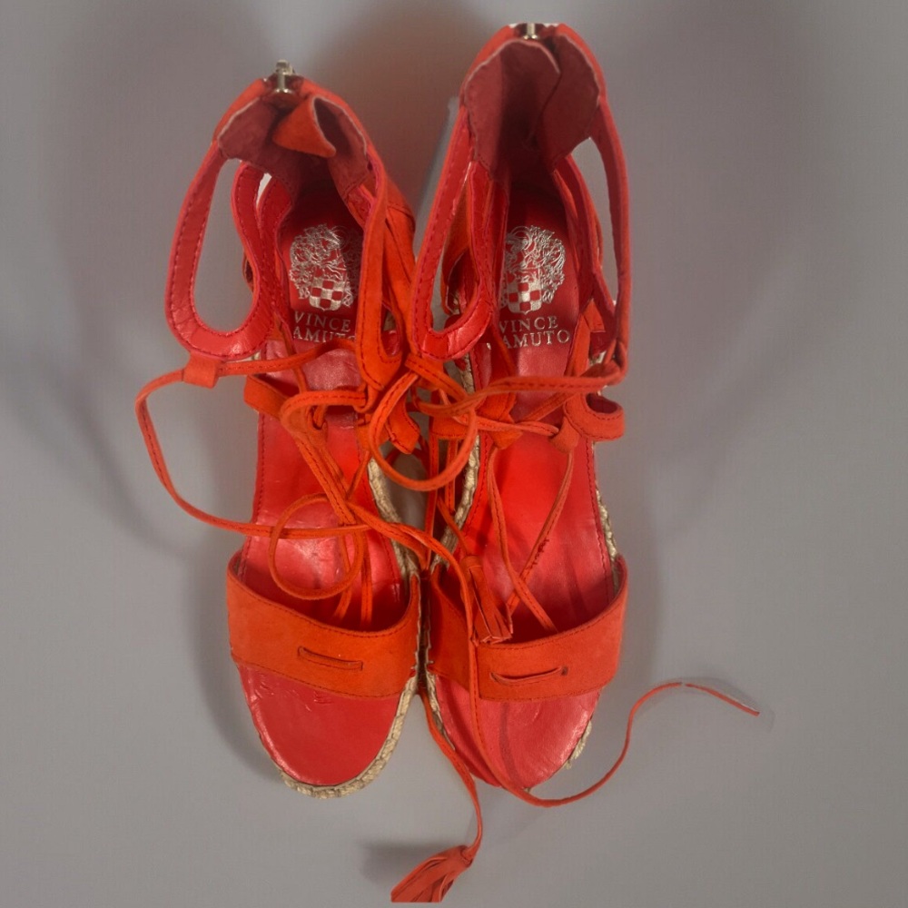 Vince Camaro Stylish Orange Wedge Sandals size 9M - Picture 7 of 10